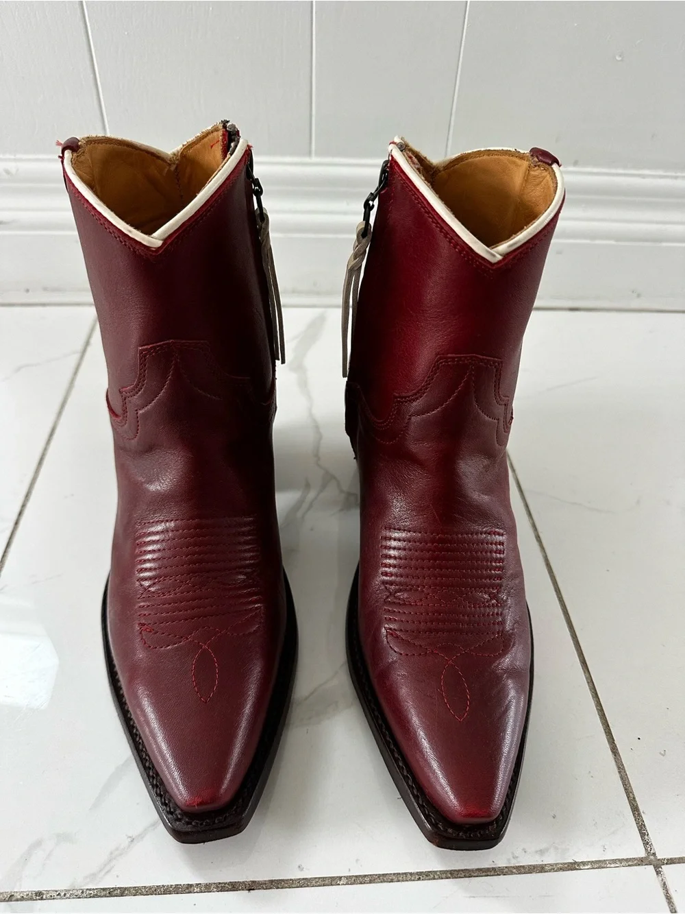 Tecovas The Daisy Scarlet (Red) Ankle Boots - Picture 5 of 10